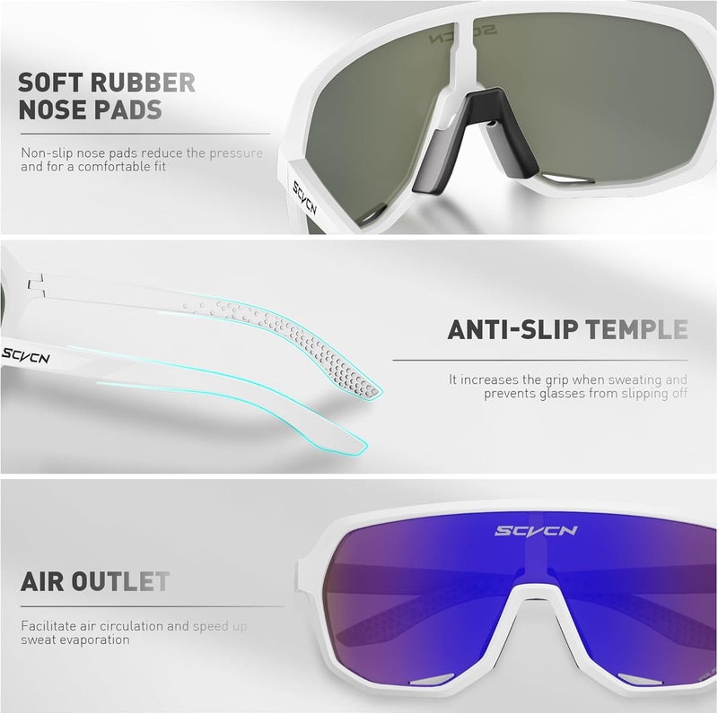 SCVCN Photochromic Cycling Glasses Men Women Clear Sports Sunglasses UV400 Protection for Cycling Running mtb DZ-S63 - Image 4